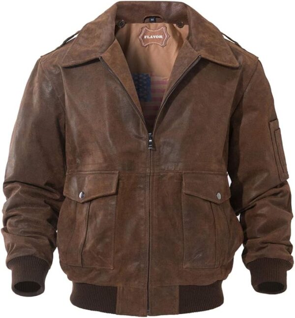 Men's Leather Flight Bomber Jacket