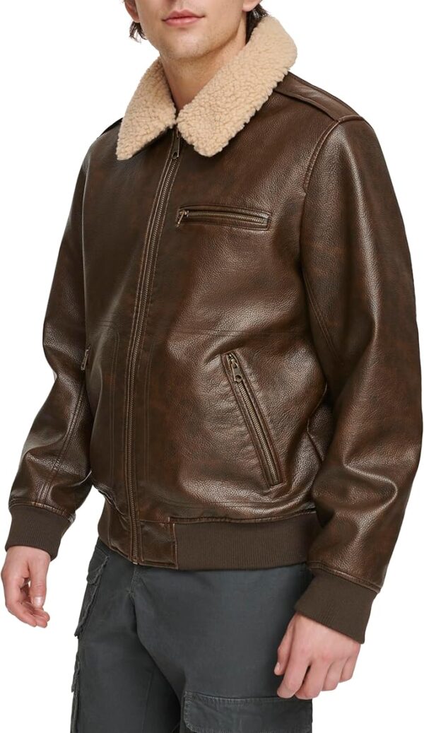 Levi's Men's Faux Leather Aviator Bomber Jacket - Image 2