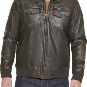 Faux Leather Aviator Bomber Jacket